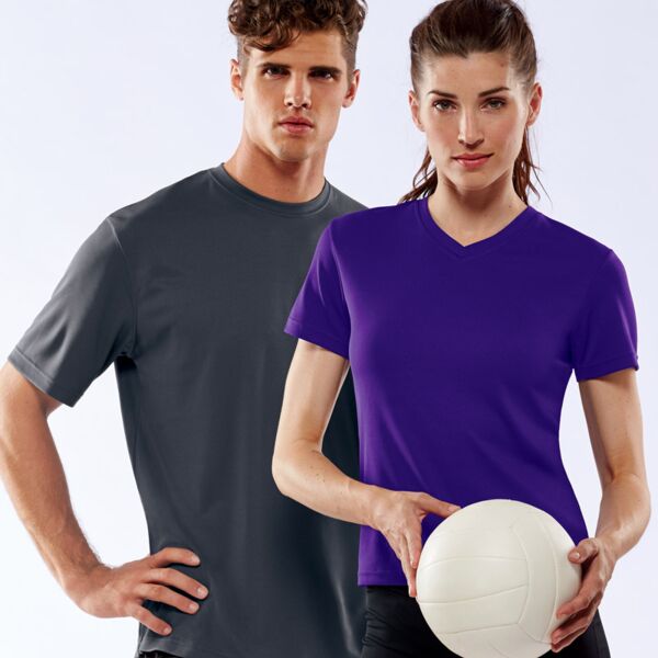 UltraClub® Ladies' Cool & Dry Sport V-Neck Tee Thumbnail