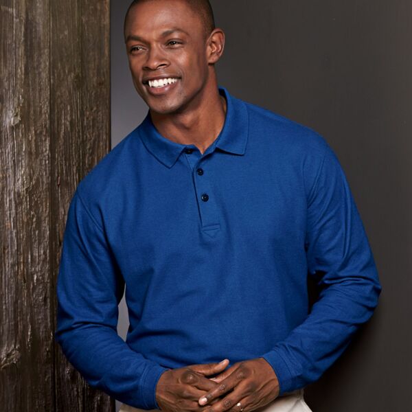 UltraClub Adult Long-Sleeve Whisper Piqué Polo Thumbnail