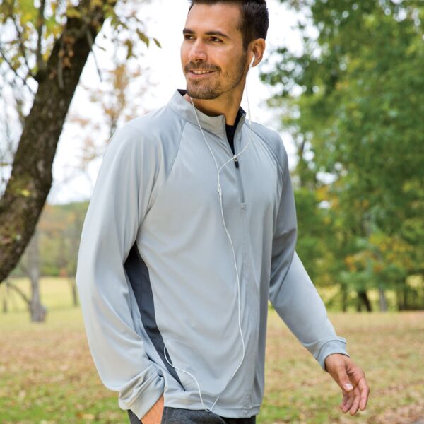 UltraClub® Adult Cool & Dry Sport 1/4-Zip Pullover with Side Panels Thumbnail