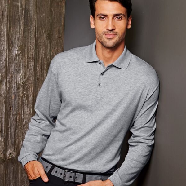 UltraClub Men's Egyptian Interlock Long-Sleeve Polo Thumbnail