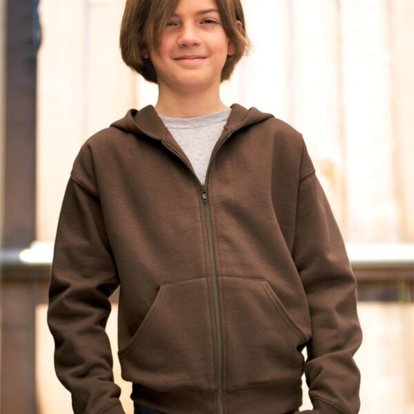 LA T Youth Fleece Hooded Zip-Front Sweatshirt with Pockets Thumbnail