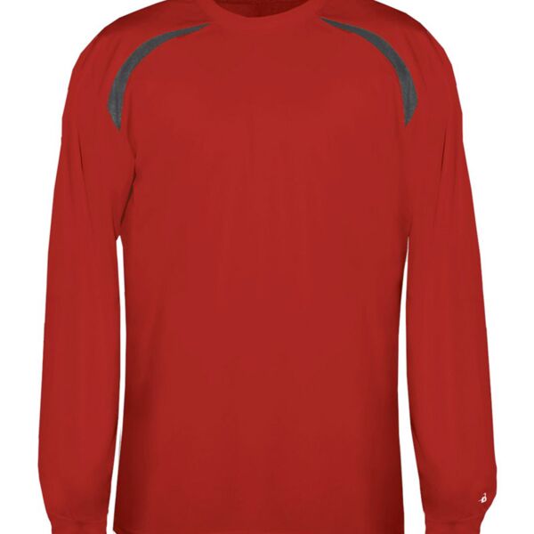 Adult Long-Sleeve Performance Tee with Heather Shoulder Inserts Thumbnail