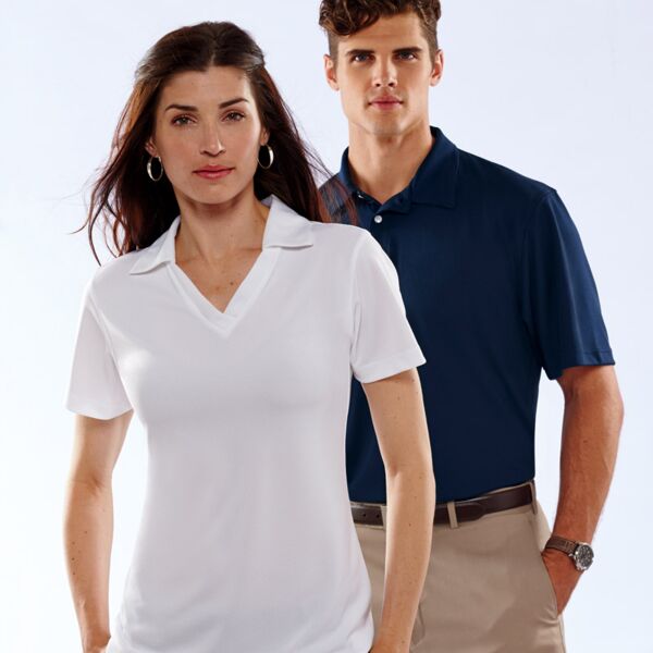UltraClub&reg; Ladies' Platinum Performance Jacquard Polo with TempControl Technology Thumbnail