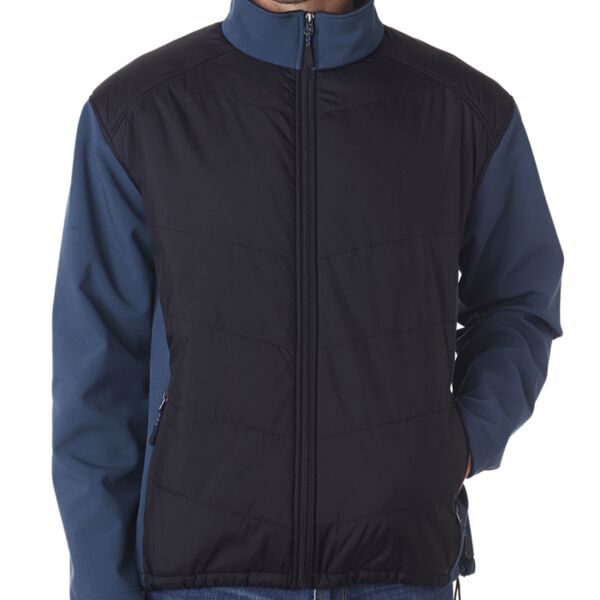 UltraClub Adult Soft Shell Jacket with Quilted Front & Back Thumbnail