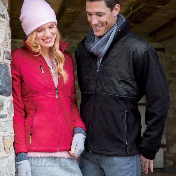 UltraClub Men's Fleece Jacket with Quilted Yoke Overlay Thumbnail