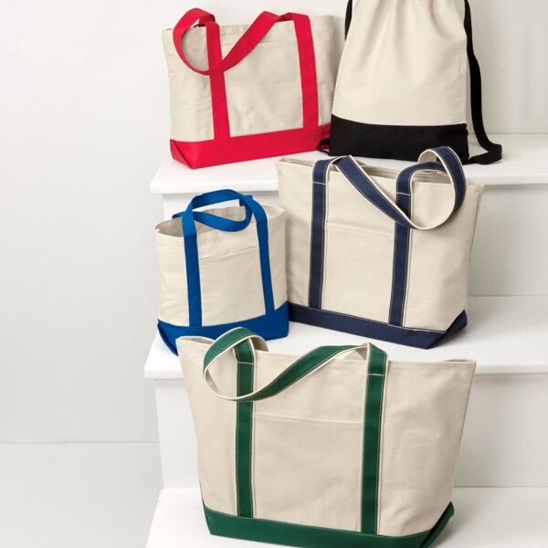 UltraClub Contrast Bottom Cotton Canvas Drawstring Pack Thumbnail