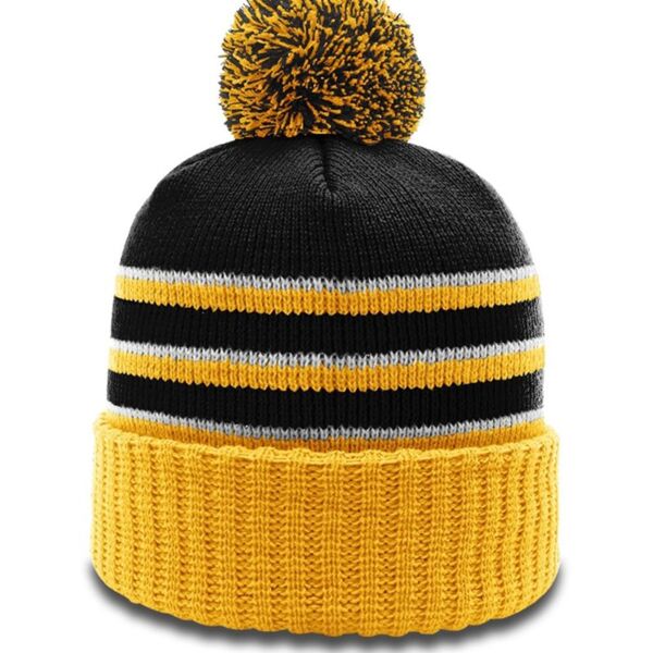 Stripe Pom Beanie With Cuff Thumbnail